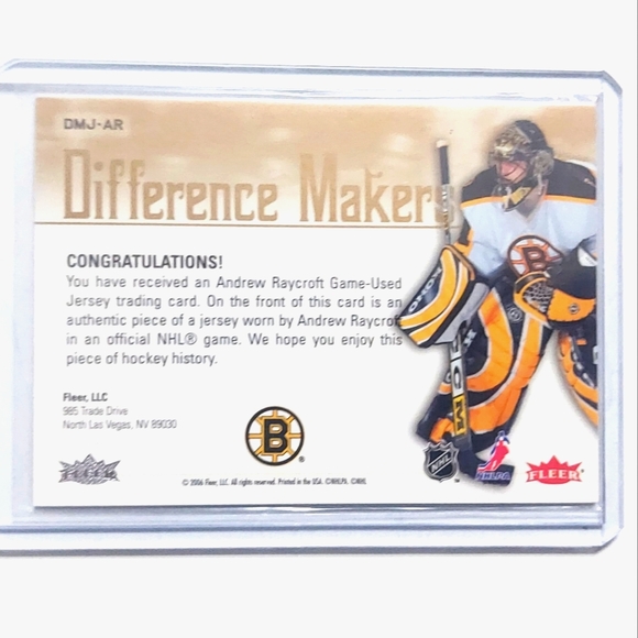 Andrew Raycroft Fleer Ultra Difference Makers Game-Used Card 2005/06 Bruins - Picture 2 of 2